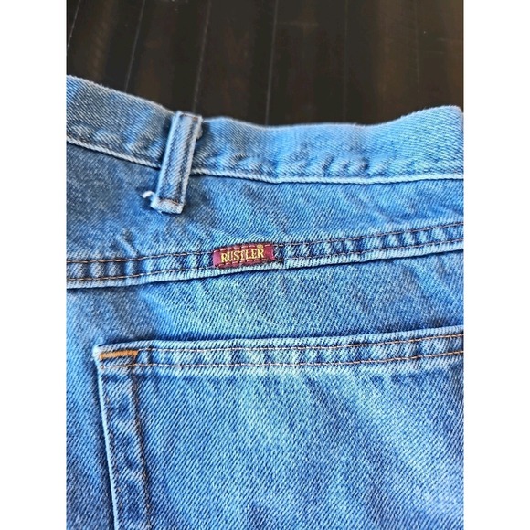 Rustler Men's Blue 100% Cotton Straight Leg Denim Jeans Regular Fit Size 42X30 - Picture 3 of 14